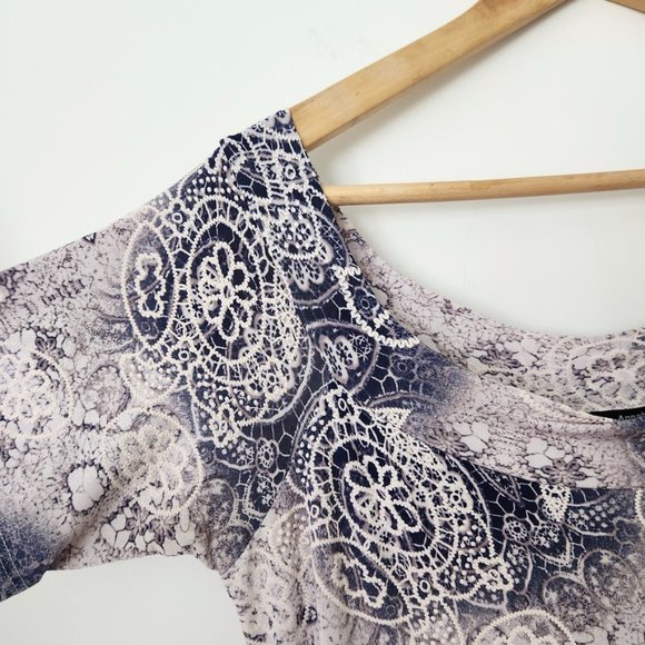 Vintage Cottagecore Maxi Dress Floral 3D Texture‎ Purple White Y2K // Medium - Picture 8 of 15